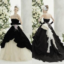 Black White Wedding Gown Strapless Online | DHgate