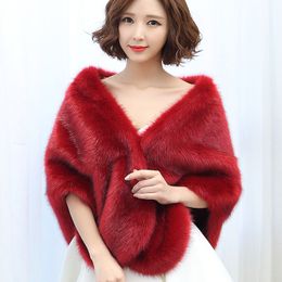 High Quality Elegant Bolero Warm Bridal Cape Winter Fur Women Jacket Cloaks Party Wedding Coat QC1158