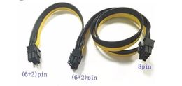 100pcs lot top quality 8p male to dual 8p 62pin male power cable for video card 60cm20cm ribbon cable