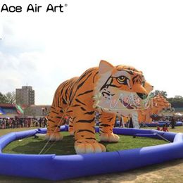 Customised promotional vivid giant inflatable tiger mascot animal model for advertising or zoo decoration on sale