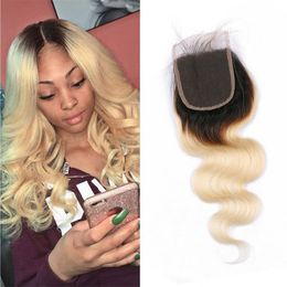 1B/613# Blonde Body Wave 4X4 Lace Closure Human Hair Malaysian Virgin Hair Mink Top Closures 4 By 4 Lace Closure With Baby Hair 8-20inch