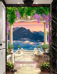 Customize landscape Wallpaper For kids room Sunlit castle 3D Wallpaper Living room TV Backdrop 3D Photo Wallpaper