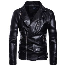 Men Fashion PU Leather Jacket Spring Autumn New British Style Men Leather Jacket Motorcycle Jacket Male Coat Black Brown M-5XL J180727