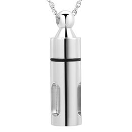 Cremation Jewellery Classic Cylinder Memorial Urn Jewellery for Ashes, Glass Cylinder Aromatherapy Essential Oil Perfume Pendant Necklace