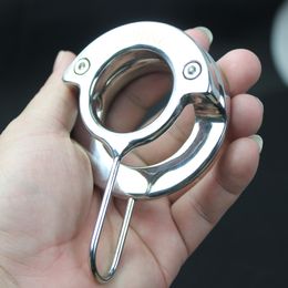 7 Sizes Cockrings Stainless Steel Scrotum Binding Device Metal Bondage Pendant Testicle Cock Ring Sex Toys for Men BB2-2-56