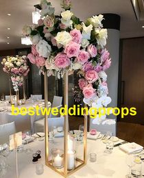 High Quality gold metal Columns Pedestals Flower stand table Decoration Backdrop For Wedding Decoration best0190