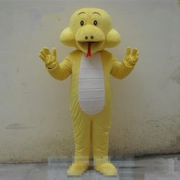 2018 Discount factory sale Cartoon Snake Mascot Costume Halloween Christmas Yellow Snake Bad Gay Carnival Dress