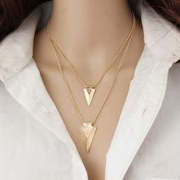 Hot style Style necklace simple multi-layer triangle metal clothing accessories necklace sweater chain collarbone chain fashion classic deli