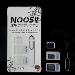 4 In 1 Noosy Nano Micro SIM Card Adapter Eject Pin For iPhone XS X 8 7 6s 6 Plus with Retail Box 1000pcs/lot