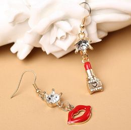 new hot National style fashion earrings heart lipstick and lips delicate diamond earrings fashion classic delicate elegance