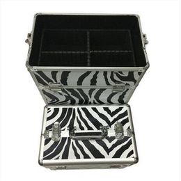 -Spedizione gratuita 3-in-1 Draw-bar Box Design portatile Leopard Grain Makeup Case bianco Storage Boxes Bins