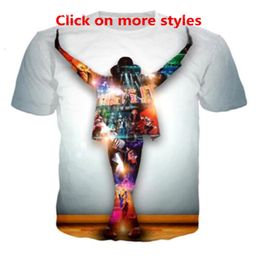 -Neue Mode Paare Männer Frauen Unisex König der Pop Michael Jackson Lustige 3D Druck Keine Kappe Casual t-shirt T-Shirts Tee Top