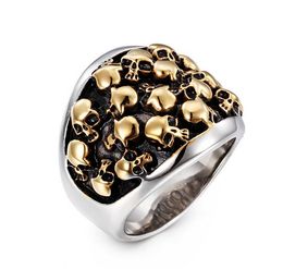 Hot Selling Punk Rock Never Fade Gold Colour Stainless Steel Skull Rings For Men Variety Skeleton Biker Ring Jewellery Anel