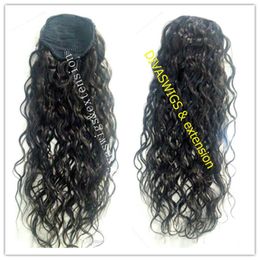 new arrival wet and wavy human hair ponytail hairpiece clip in/on natural wave hair human drawstring ponytail African american ponytail 140g