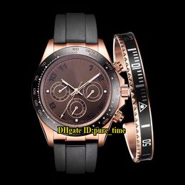 Rose Gold Case M116515 116515 Brown Dial Asian 2813 Automatic Mens Watch Sapphire Glass Rubber Strap Gents New Watches With Gift Bracelet