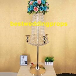 New Crystal candlestick Flowers Stands decorative wedding Centrepieces chandelier decoration wedding walkway pillar flower stand best0097