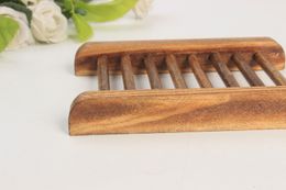 Good sell Dark Wood Soap Dish Wooden Soap Tray Holder Storage Soap Rack Plate Box Container for Bath Shower Plate Bathroom