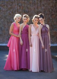 Fashion Colourful Bridesmaid Dresses Chiffon Halter One shoulder A B C D Style For Wedding Cheap 2018 New Pleated Backless Zipper Cheap