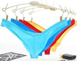 Wholesale mens g-strings sexy ice silk seamless low rise see through thongs 1701