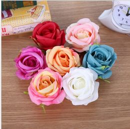 10cm rose heads artificial flowers plastic fake flowers head high quality silk flowers wedding decoration wall free shipping