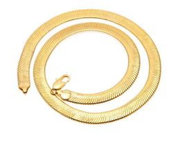 10mm Men women flat snake bone chain18k gold chain short clavicle blade chain
