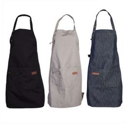 Canvas Apron Unisex Kitchen Aprons Commercial Restaurant BBQ Home Bib Spun Poly Waitress Custom Print Clean Baking Accessories