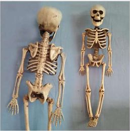 Skeleton Christmas Prop 100% Plastic Lifelike Human Bones Skull Figurine for Horror Halloween Party Decoration