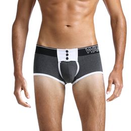 Mens Sexy Underwear Gay Panties Boxers Shorts Casuals Button Nylon Sexy U Convex Pouch Boxer Briefs Mens Erotic Underwear for Men