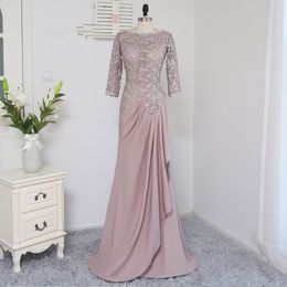 2018 waishidress розовые шифоновые свадебные платья для матери невесты с длинными рукавами, кружевные платья для матери жениха, вечернее платье-футляр2011