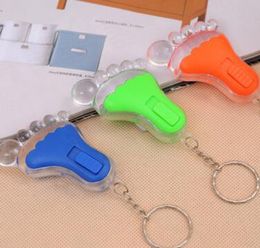 96pcs/lot New Acrylic Small foot LED Key Chain Cute Keychains Small Flashlight Outdoor Keychain 4 Colours free shipping