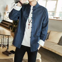 Fashion Casual Men's Jacket Spring And Autumn New M-5XL Solid Color Loose Shirt Jacket Blue Green Personality Youth Popular