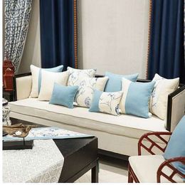 Elegant Cushion Cover Light Blue Luxury Jacquard Throw Decorative Pillows Car/Pillow Cover Housse De Coussin Home Textile Gift
