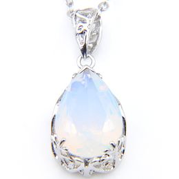 Mother Gift Jewelry Luckyshine White Moonstone Gems 925 Sterling Silver Necklaces Russia Canada Water Drop Vintage Pendants Women Jewelry