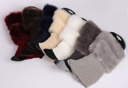 Women Knitted Faux Fur Trim Leg Warmer Winter Warm Crochet Cuff Toppers Boot Warm Leg Socks 20cm