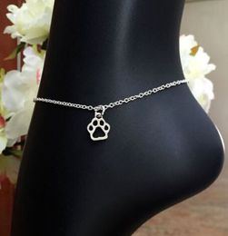 20pcs/lot Silver Chain Paw Print Ankle Anklet Bracelet Barefoot Sandal Beach Foot DIY Jewelry new