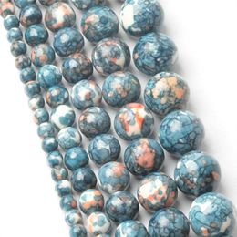 4-12MM Natural Dark Blue Rainbow Stones Round Spacer Loose Beads For Necklace Bracelet Charms Handmade Jewellery Making