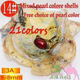 DIY 21 color style colorful teardrops pearl single akoya pearl oysters with 6-8mm pearl wholesale