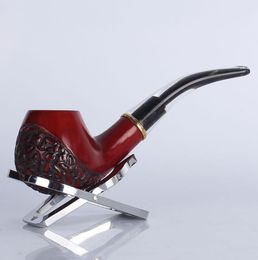 Mahogany carving, solid wood pipes, red sandalwood and metal rings, detachable pipes.