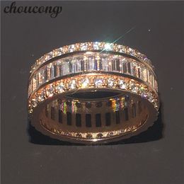 choucong Full 15ct Diamond Rose Gold 925 sterling Silver Engagement Wedding Band Ring For Women Gift