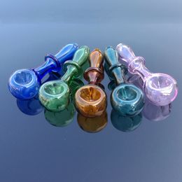 Mini Hand Pipe 4 Inch Pyrex Glass Oil Burner Pipes Colourful Glass Spoon Pipe Tobacco Smoking Accessories Bubbler Pipes HSP02