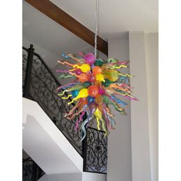 Multicolor Chandeliers Lamp Art Murano Pendant Lamps Western Style Hand Blown Glass Chandelier for Living Room Bedroom