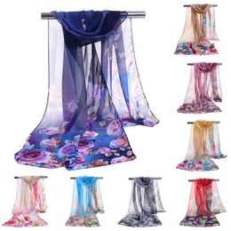 New Arrival Fashion Gorgeous Chiffon Scarves For Women Lady Outdoor Beach Sarongs Florial Pattern Scarf Mix Colours