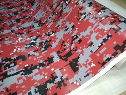 new digital Red Small print Camo Vinyl For Car Wrap With air bubble Free Printed / PAINTED Camouflage Car wrapping stickers 1.52x30m