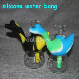 Swan Shape Silicone Water Pipe Food-Grade Silicone Dab Rig Portable Oil Rigs Silicone Blunt Bubbler Water Bongs Travel Bong