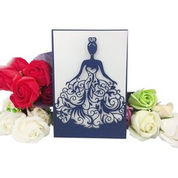 Laser Cut Navy Blue Crown Princess Invitations Cards For Business Birthday Sweet 15 Quinceanera, Sweet 16th Invite