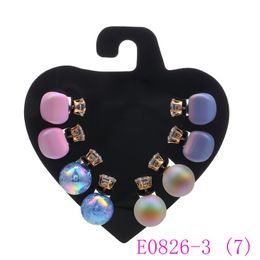 3 set Cute Candy Colour Round Pearl Earings Resin Crystal Ball Ear Studs Big Glass Ball Earring Girl Gift E0826-3