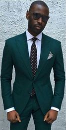 New Style Green 2 Piece Suit Groom Tuxedos Bridegroom Men Wedding Blazer High Quality Men Business Dinner Prom Suit((Jacket+Tie+Pants) 1210