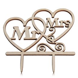 Wooden Mr Mrs Wedding Cake Topper Inserted Card Decoration Made of high quality wood material, safe to use