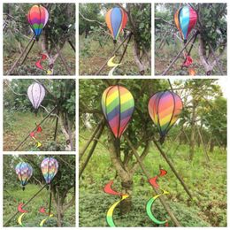 Rainbow Stripe Grid Windsock Hot Air Balloon Wind Spinner Garden Yard Outdoor Decoration Hanging Decoration CCA9793 30pcs