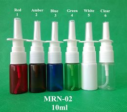 100+2pcs 10ml Colored PET Nasal Spray Bottle,10cc Nasal Atomizer Spray Bottle